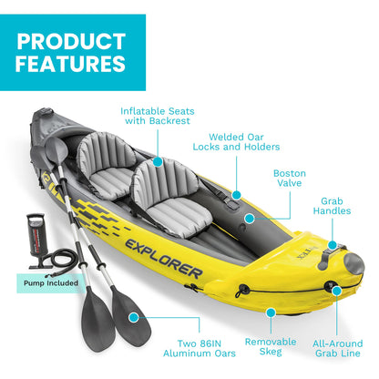 INTEX Explorer K2 Inflatable Kayak Set for 2 People