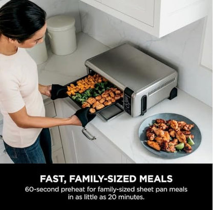 Ninja Foodi 9 in 1 Digital Air Fry Oven, Convection Oven, Toaster, Air Fryer with Flip Away Storage, Air Roast, Bake, Broil, Dehydrate, Reheat, Stainless Steel (102A) : Home & Kitchen