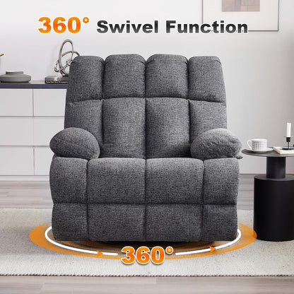 Oversized Swivel Recliner Chair for Big Man Grey