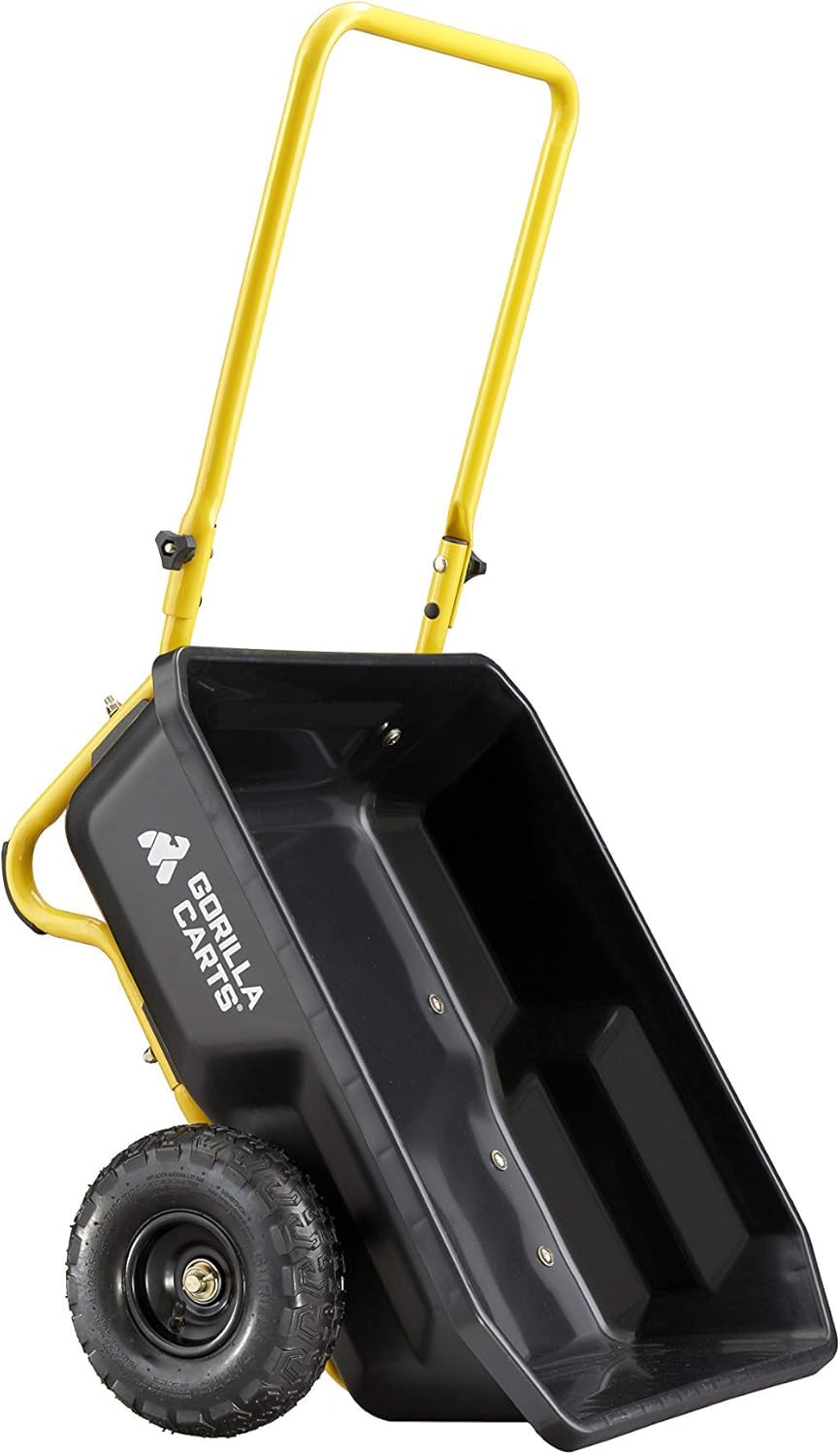 GORILLA CARTS GCR-4 Poly Dump Cart - 2-Wheel Garden Wagon