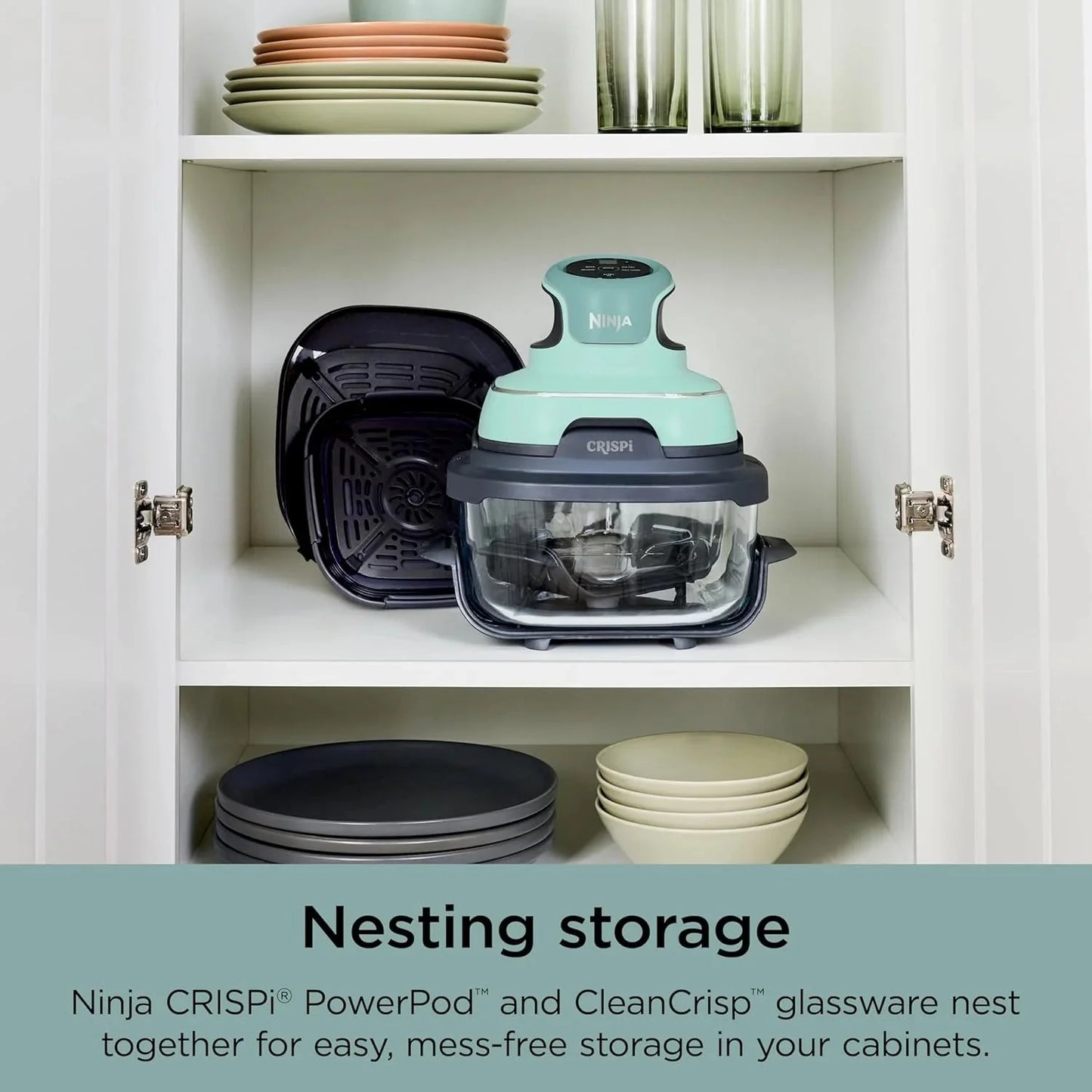 Ninja Crispi 4-in-1 Portable Glass Air Fryer Cooking System, 1500W, 4QT & 6-Cup TempWare Glass Containers with Storage Lids, Microwave, Freezer & Dishwasher Safe