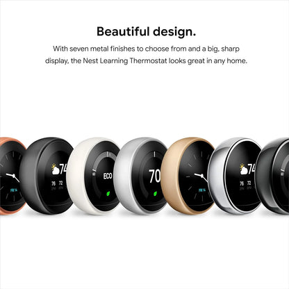 Nest 3rd Gen Learning Thermostat, Programmable Smart, Alexa Compatible, White, Wi-Fi, Energy Saving, Home Use