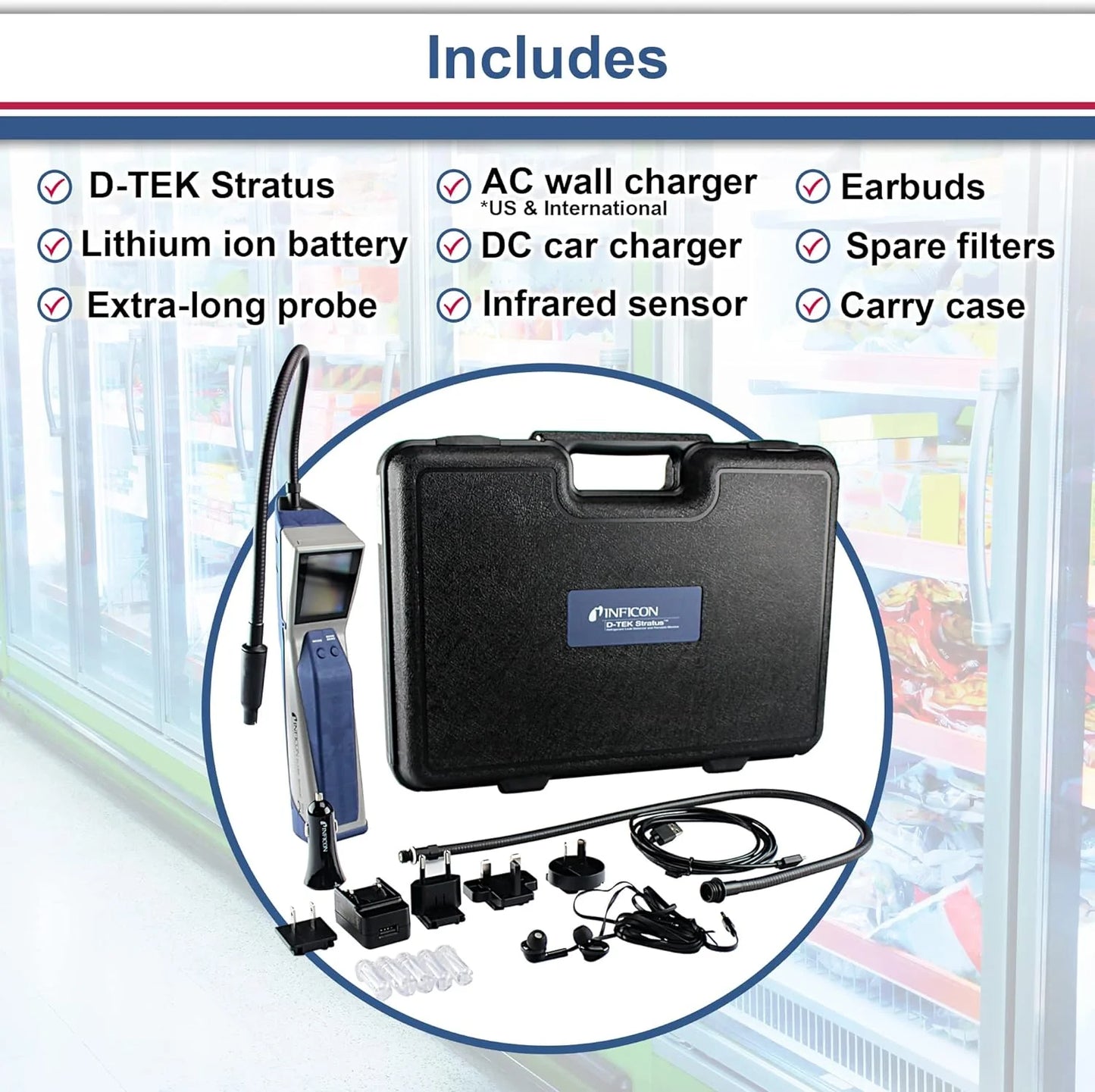 Refrigerant Leak Detector and Portable Monitor, Model: 724-202-G1,Off-White