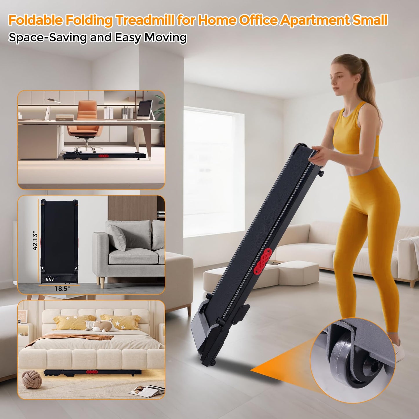 KASSADIN Walking Pad with Handle Bar - Portable Treadmill