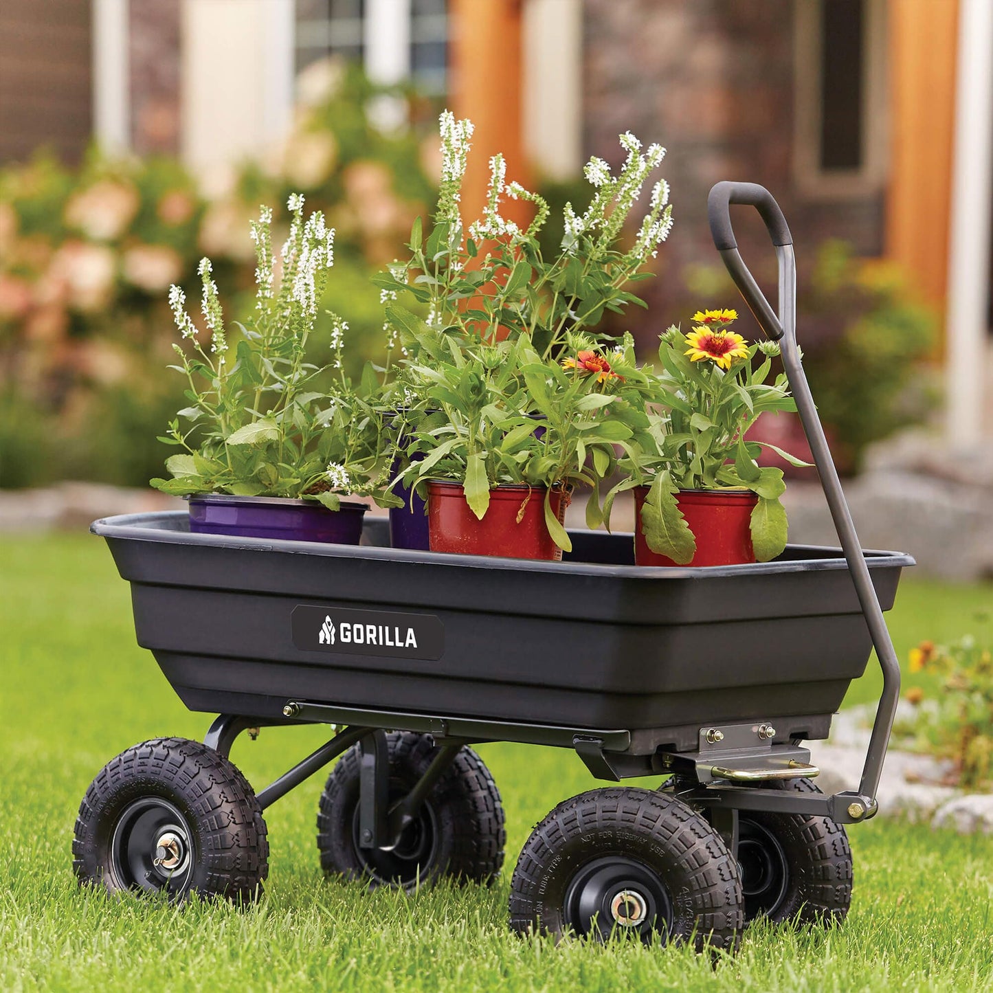 GORILLA CARTS Poly Garden Dump Cart - 600 lb Capacity Utility Wagon