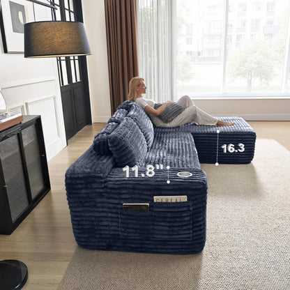 Cloud Sectional Couch with L-Shape Chaise, Modern Modular Sofa with Deep Seat, Built-in Cup Holder & Storage Pocket for Living Room Bedroom, No Assembly Required (Dark Gray, Left Sitting Chaise)