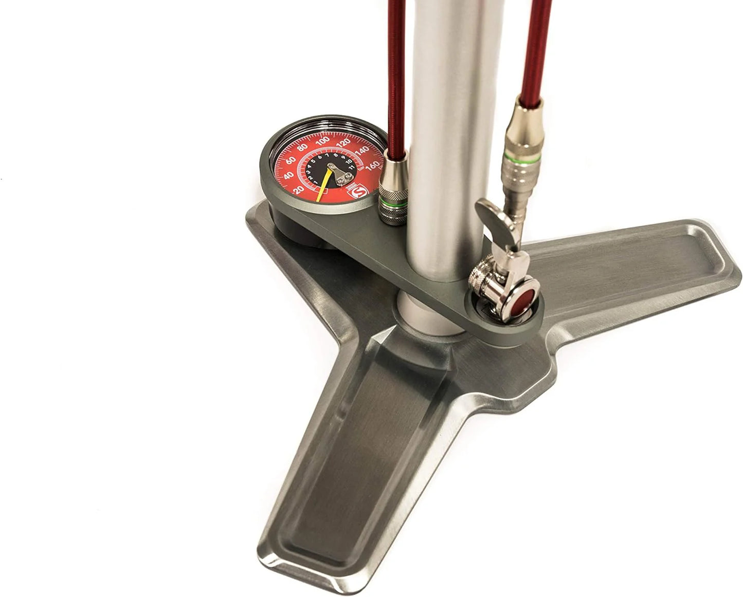 Ultimate Floor Pump | Hiro Edition Chuck | 160psi Gauge | Braided Steel Hose | Rosewood Handle