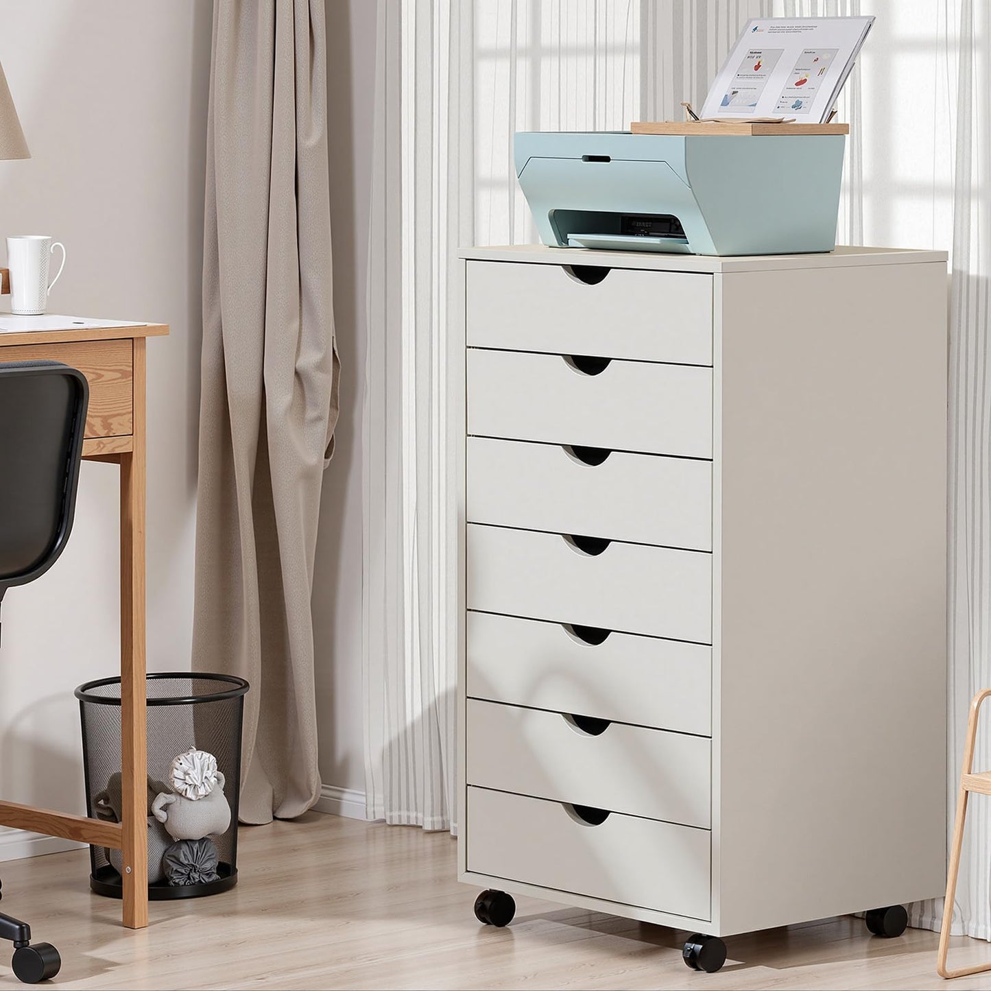 OLIXIS 7 Drawer Mobile File Cabinet with Wheels for Home Office