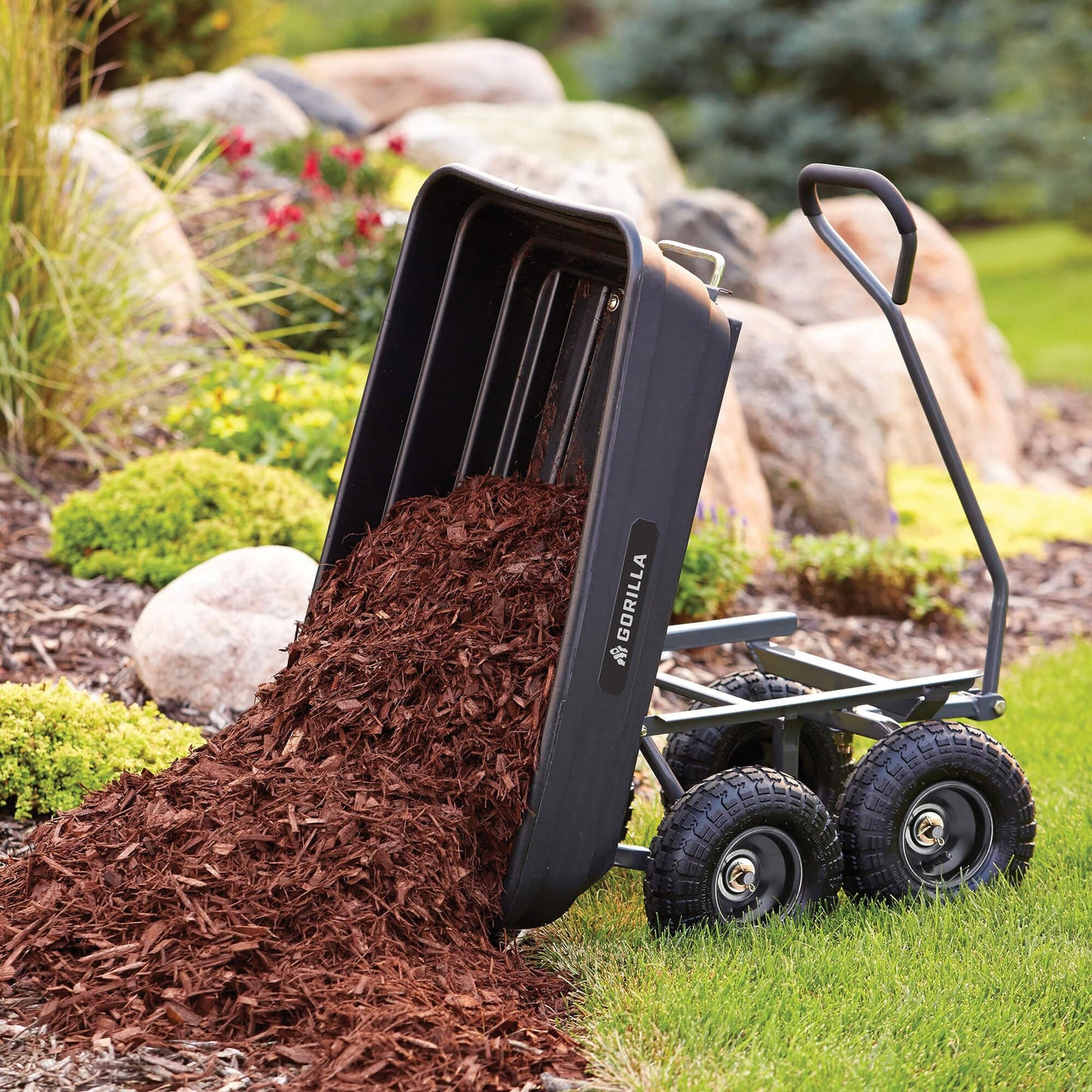 GORILLA CARTS Poly Garden Dump Cart - 600 lb Capacity Utility Wagon