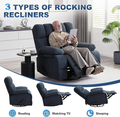 Oversized Swivel Recliner Chair for Big Man Grey