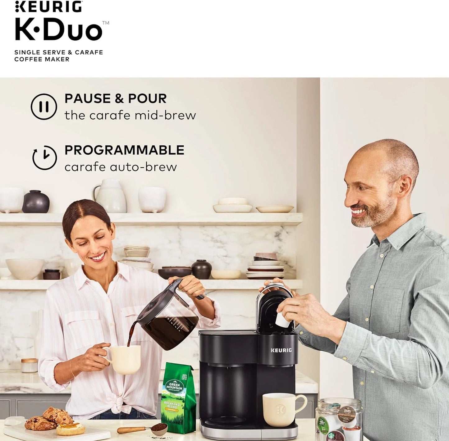 Duo Single Serve K-Cup Pod & Carafe Coffee Maker, Black