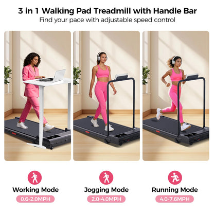 HEVGLRM Walking Pad Treadmill with Handle Bar and Incline