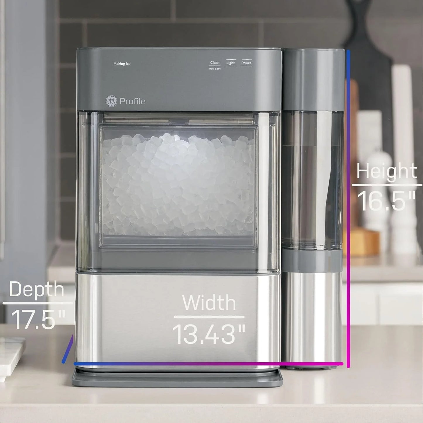 Countertop Nugget Ice Maker with Side Tank | Ice Machine with WiFi Connectivity | Smart Home Kitchen Essentials | Stainless Steel