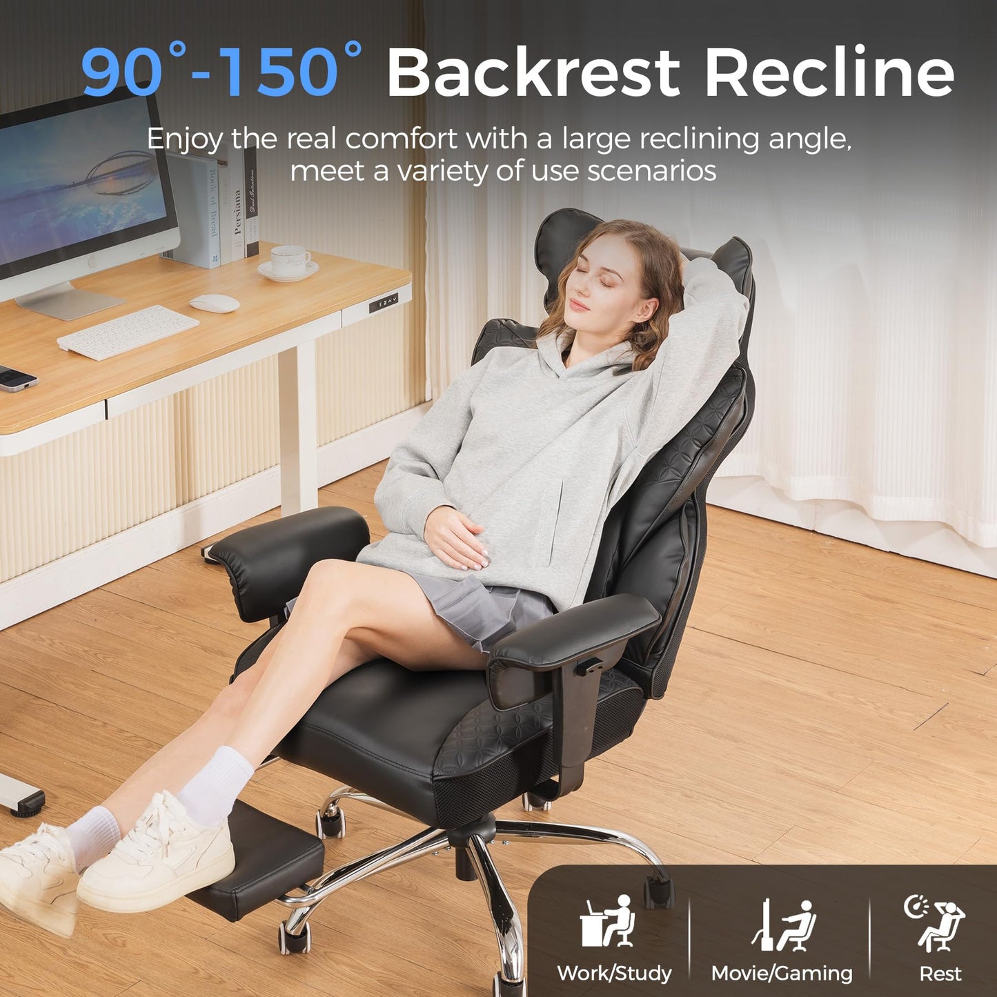 GTPLAYER Big and Tall Gaming Chair 400lbs with Ergonomic Support