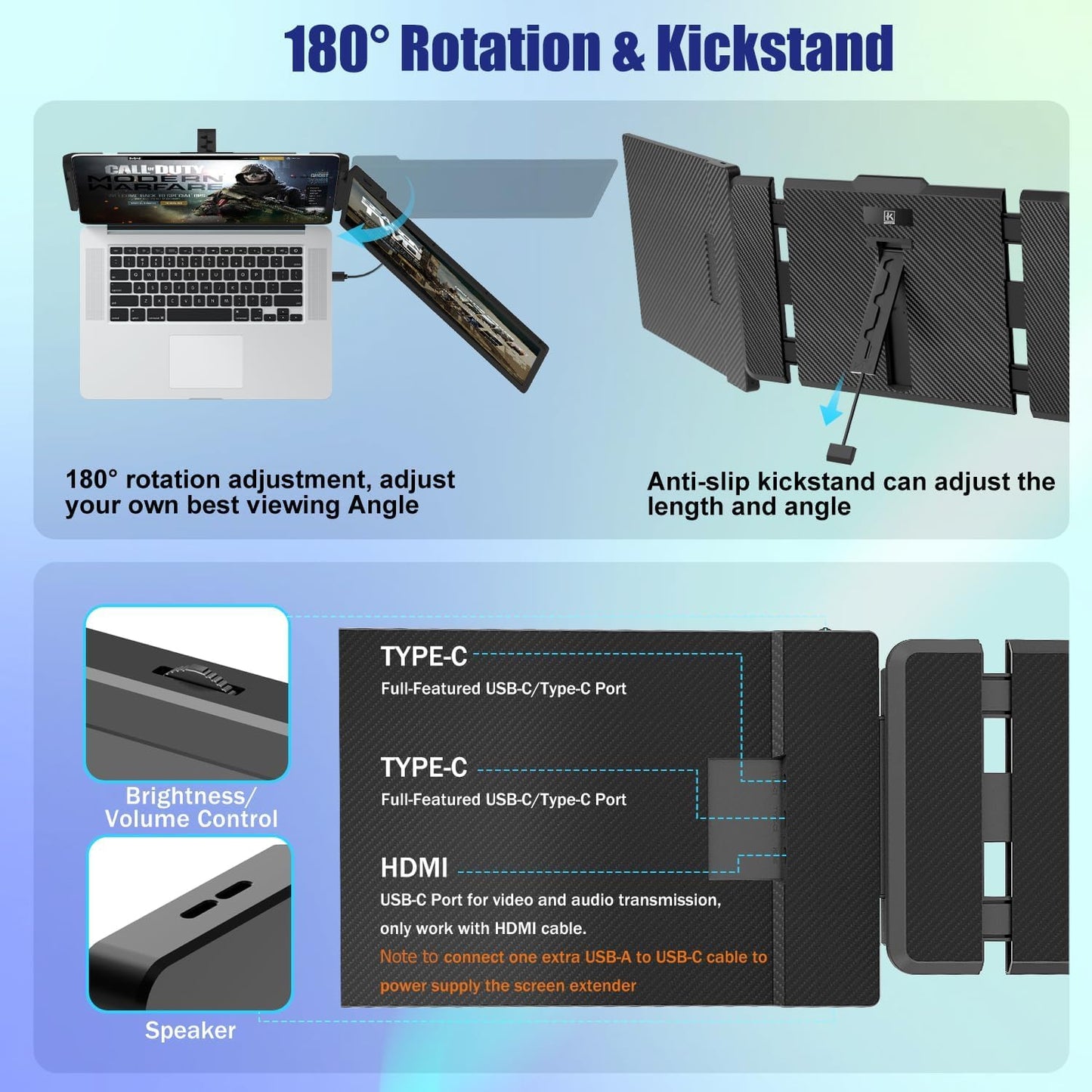 KEFEYA Laptop Screen Extender 14" FHD Portable Monitor