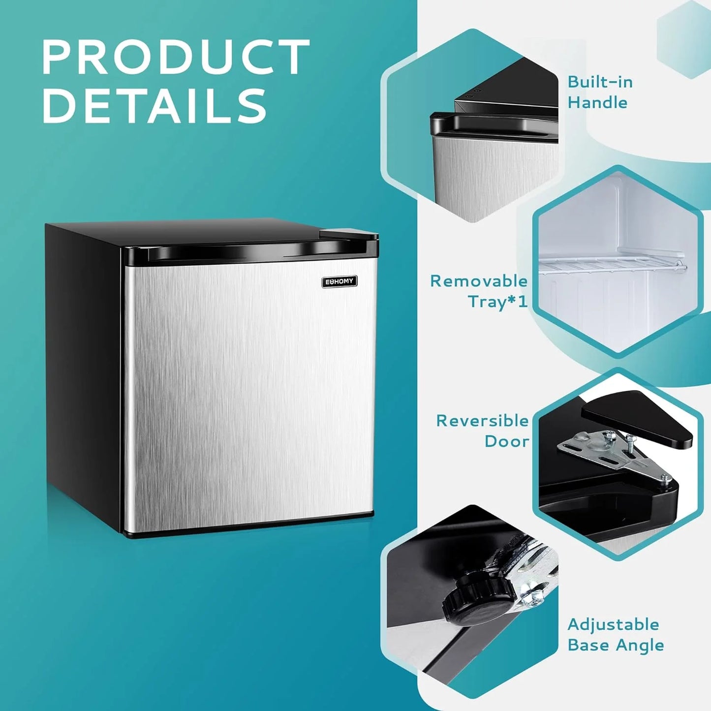Upright freezer, 3.0 Cubic Feet, Single Door Compact Mini Freezer with Reversible Stainless Steel Door, Small freezer for Home/Dorms/Apartment/Office (Silver)