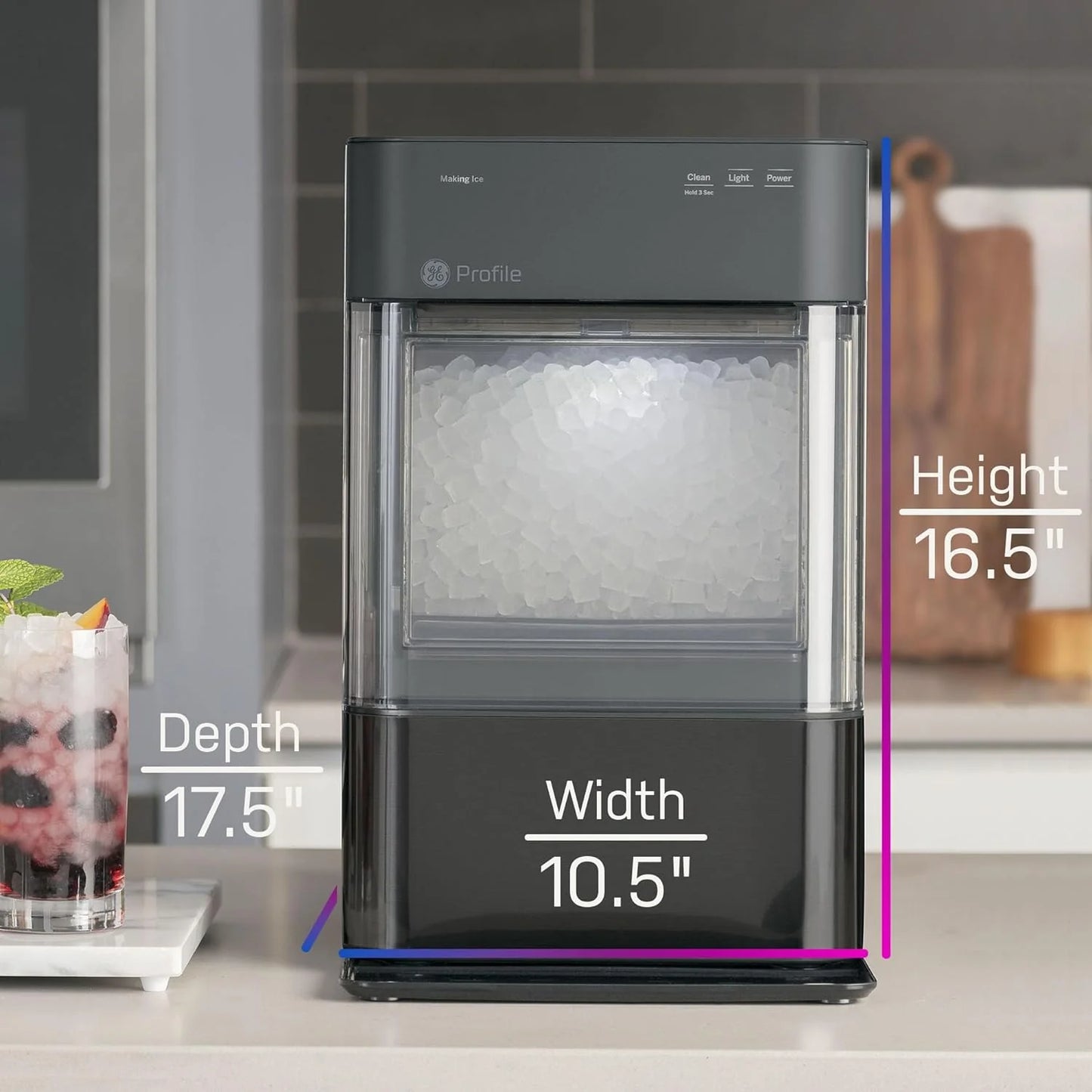 Countertop Nugget Ice Maker with Side Tank | Ice Machine with WiFi Connectivity | Smart Home Kitchen Essentials | Stainless Steel