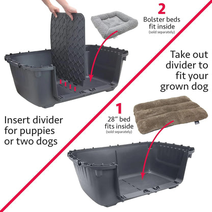 Designs Plastic Kennels Rolling Plastic Airline Approved Wire Door Travel Dog Crate, XXX-Large, Gray