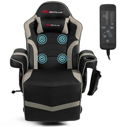 Pu Leather Massage Gaming Chair Ergonomic High Back Racing Style Gaming Recliner With Adjustable Backrest Amp Footrest Cup Holder Side Pouch - Comfortable And Ergonomic Design