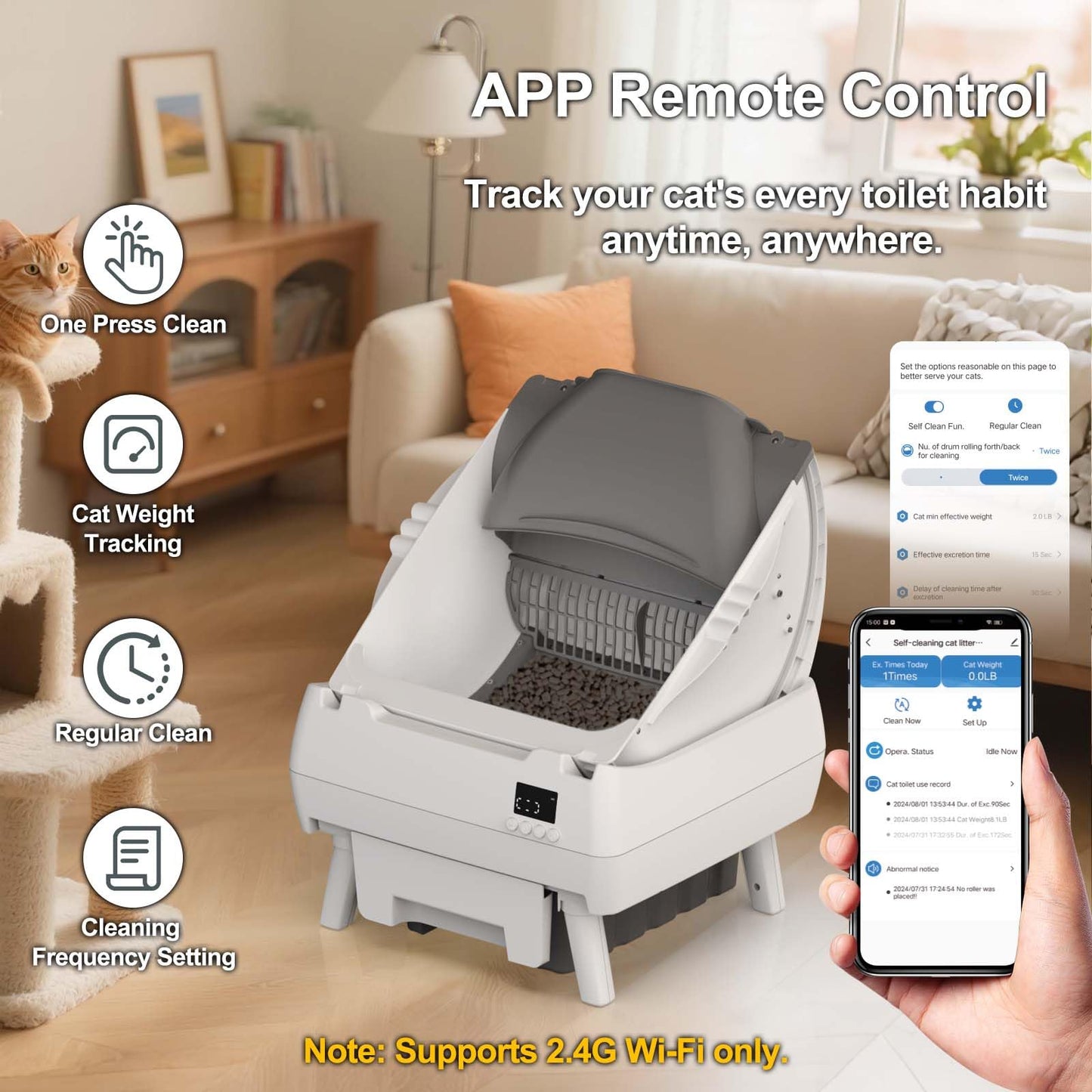 LOHHUBY Automatic Cat Litter Box - Self Cleaning & Smart Features