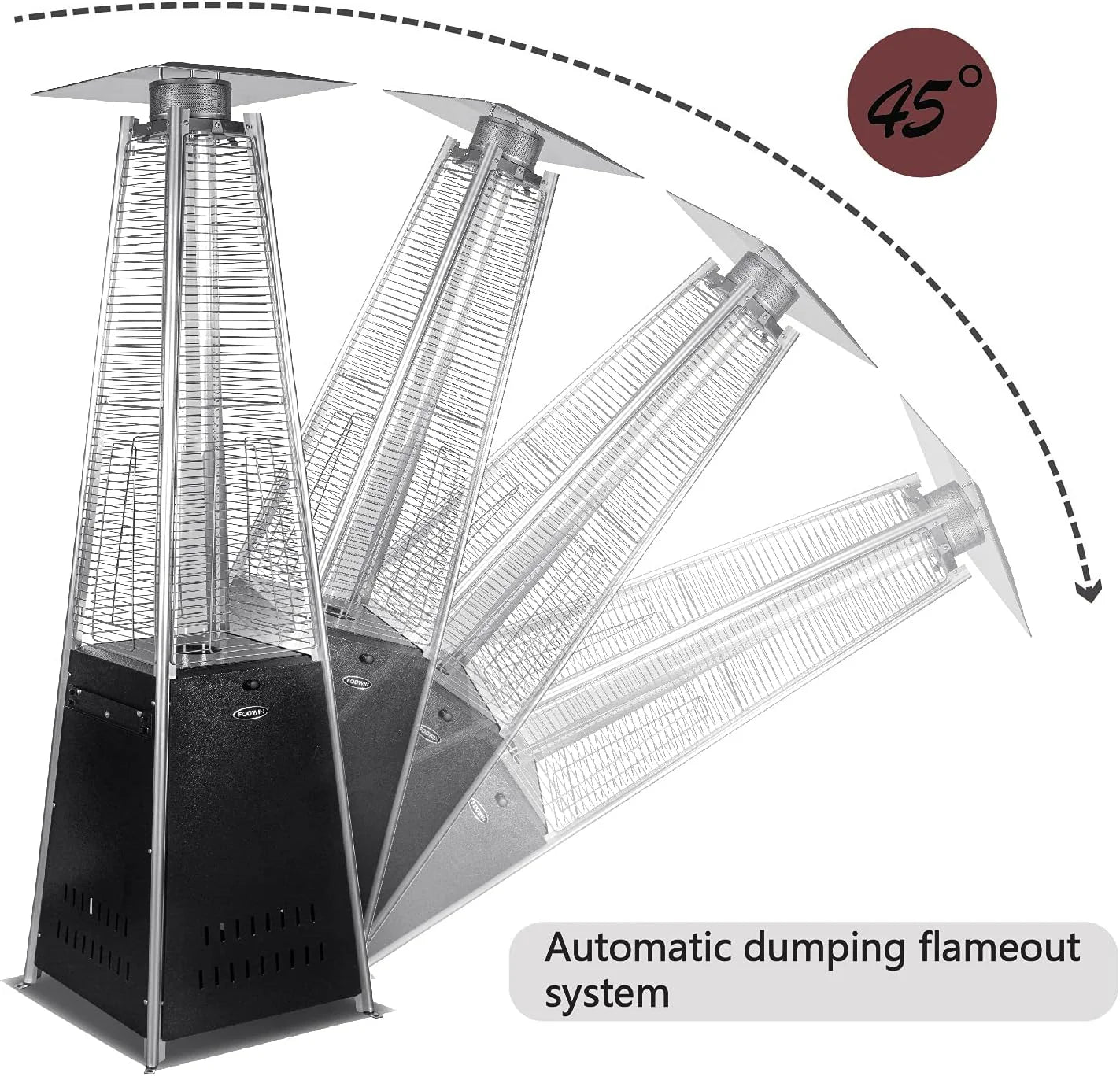 Pyramid Patio Propane Heater48,000 BTU Outdor Patio Flame Heater With Wheels,Waterproof Cover Quartz Glass Tube Propane Heater for Patio, Party, Backyard, Garden, Decoration(Bronze)