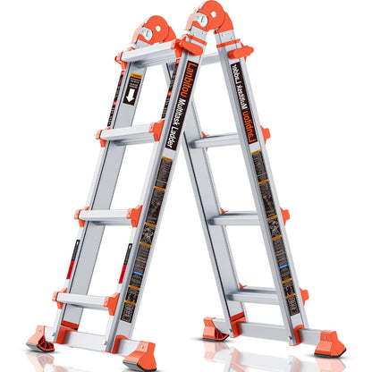 LANBITOU A Frame 4 Step Extension Ladder, 330 lbs Capacity