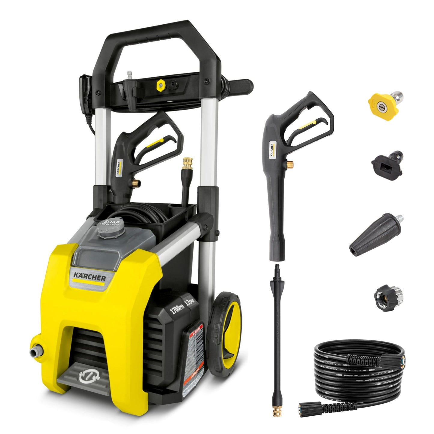 KÄRCHER K1700 Pressure Washer with 3 Nozzles & Detergent Tank