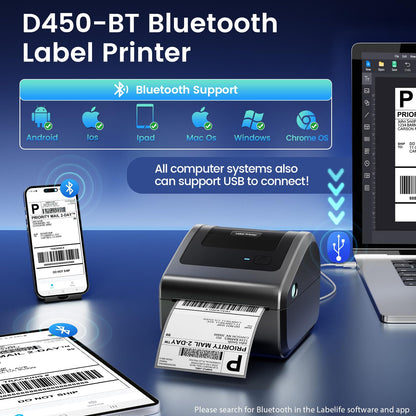 OMEZIZY Bluetooth Shipping Label Printer D450BT 4x6