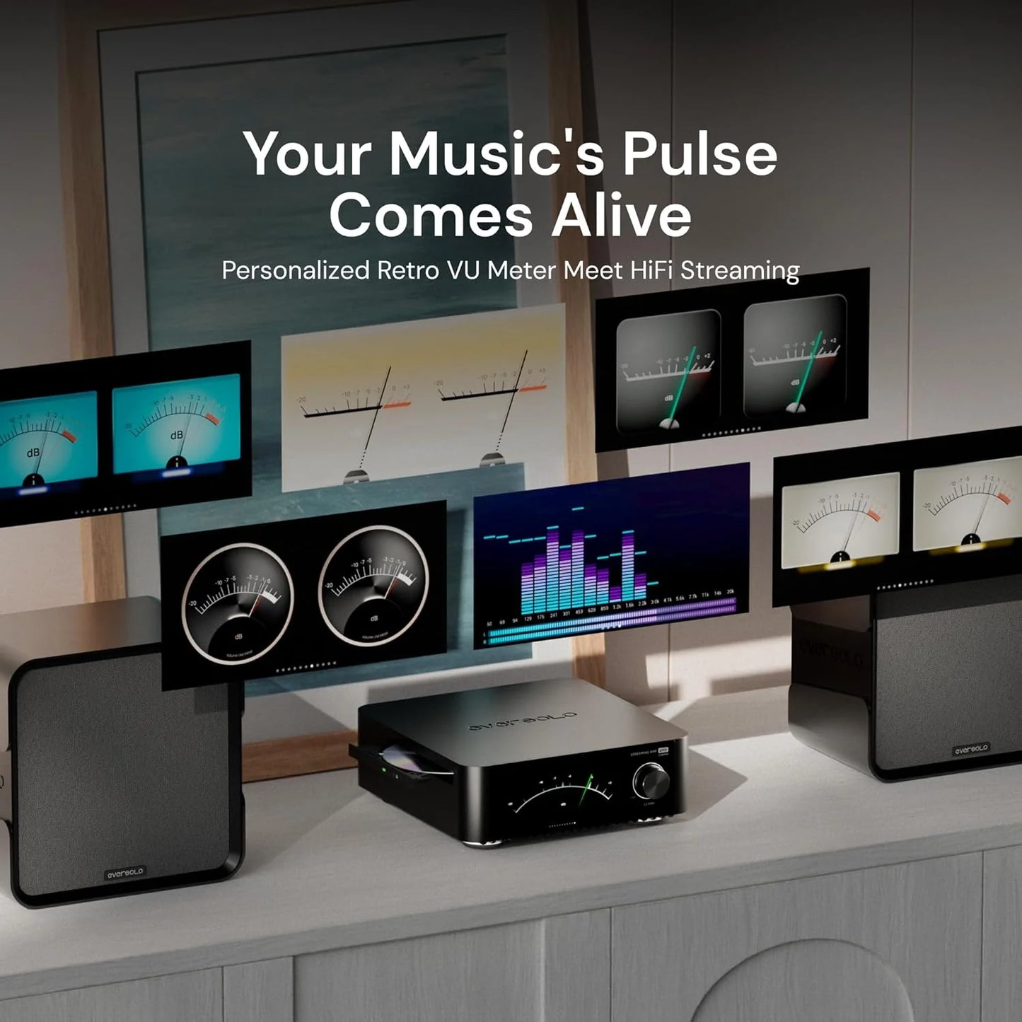 Eversolo Play Music Streamer with Amp & DAC, 5.5" Touchscreen, Black