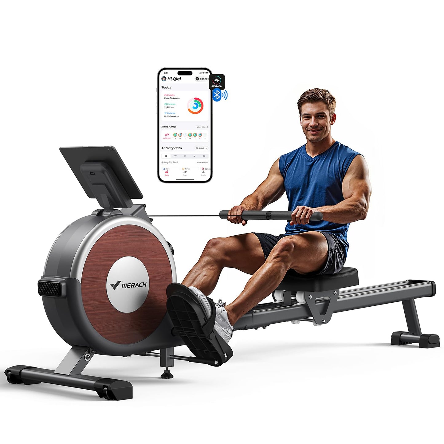 MERACH Magnetic Rowing Machine - 16 Levels, Quiet Resistance