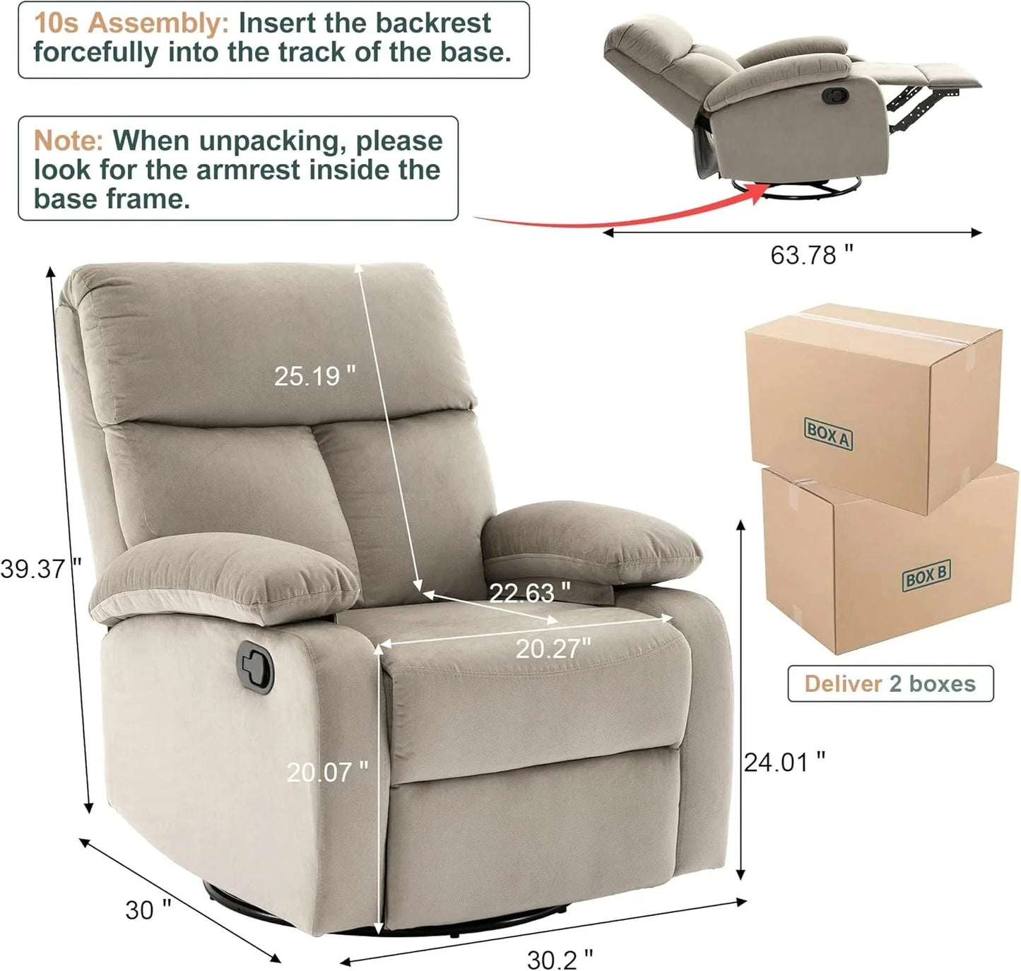 Small Swivel Rocker Recliner Chair for Compact Spaces