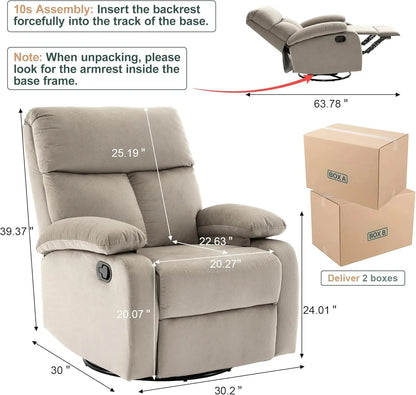 Small Swivel Rocker Recliner Chair for Compact Spaces