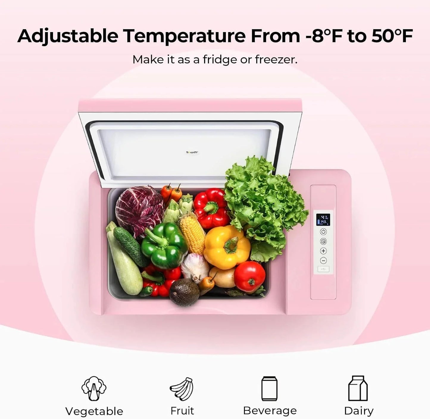 BougeRV 12 Volt Refrigerator 12V Car Fridge 23 Quart Portable Freezer Compressor Cooler 12/24V DC 110~240 Volt AC for Truck Van RV Camper SUV Travel Camping Road Trips Tailgating -7℉~50℉