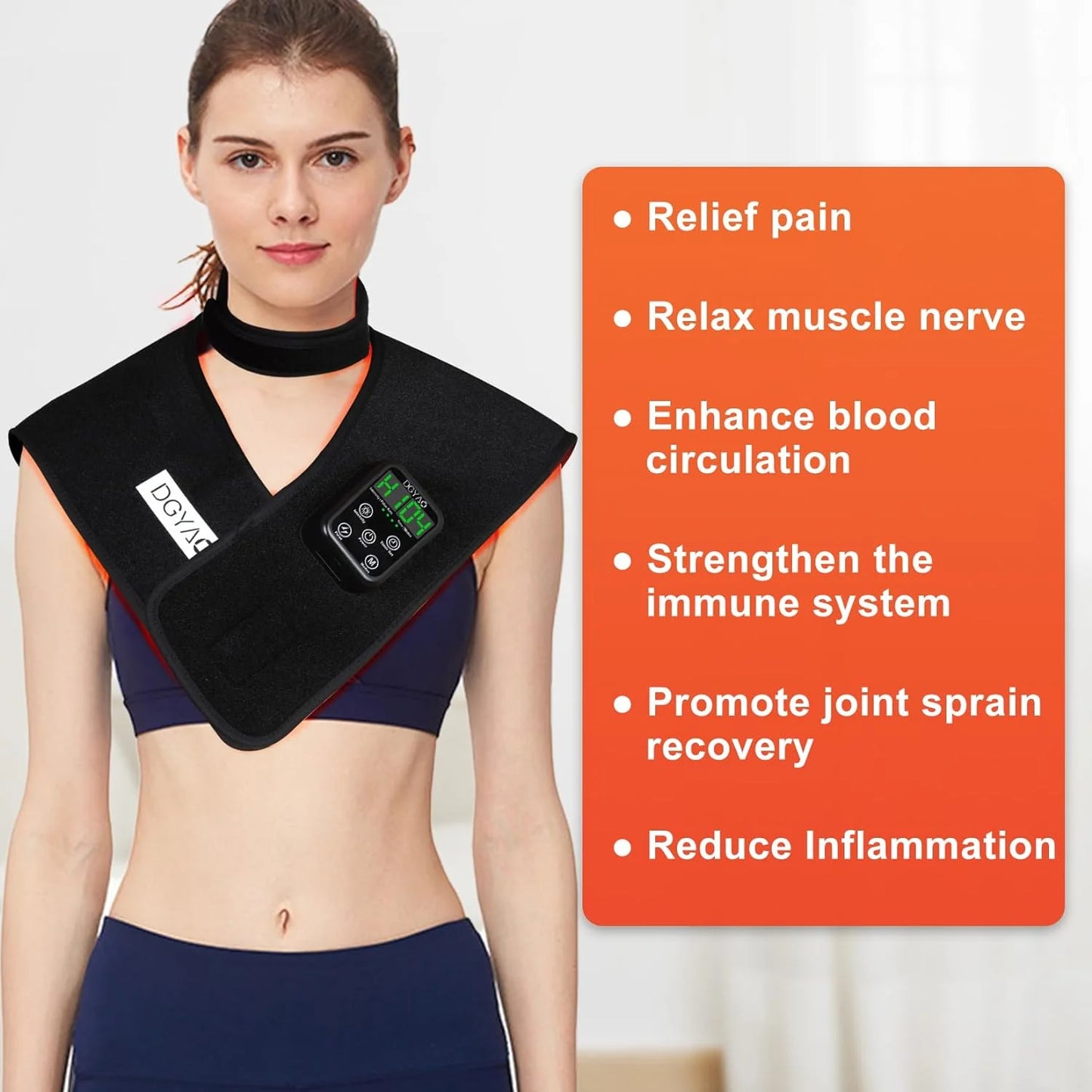 Red Light Therapy for Neck and Shoulder Pain Relief 850nm Near Infrared Therapy Set Wearable Wrap Devices for Upper Back Neck Shoulders Body Muscle Relax Home Use Treatment Pad FDA Cleared