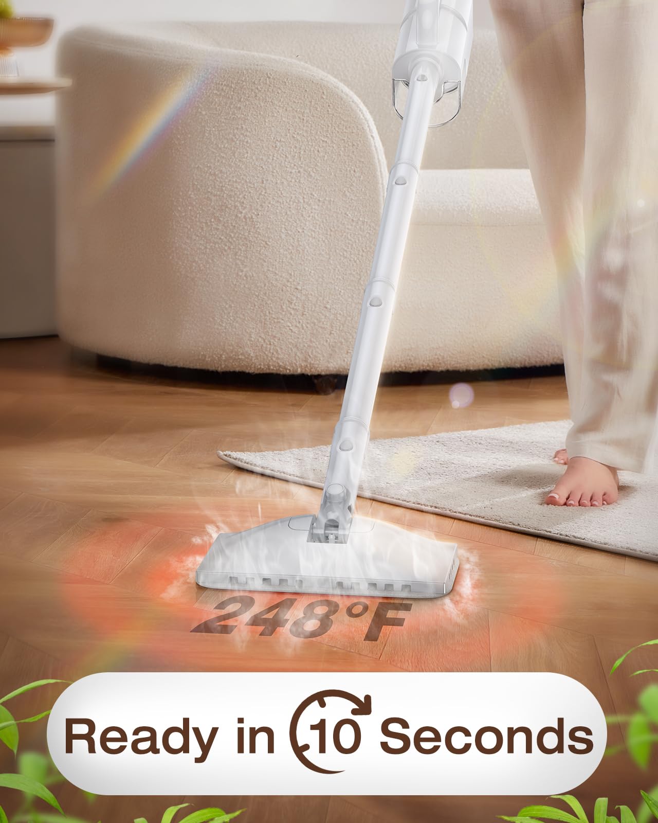 LABIGO 10-in-1 Steam Mop with Handheld Steamer & 3 Levels