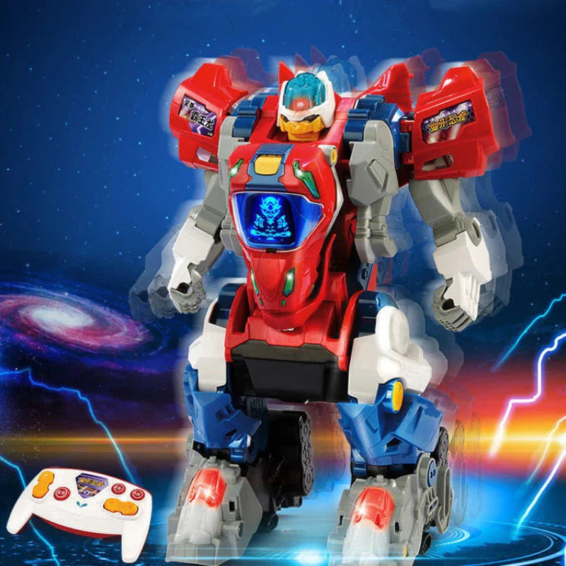 One-key Deformation Dinosaur Robot With Sound and Llight Music Dinosaur knowledge Remote Control Dinosaur RC Robot Toy Children