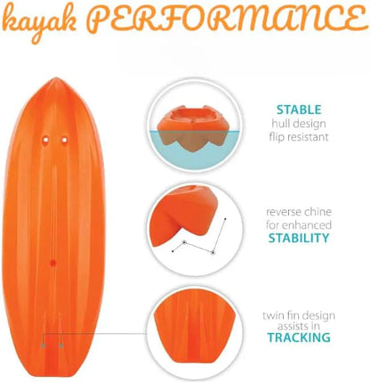 The Wave 6' Youth Kayak with Paddle. Designed for Stability and Safety, It's The Perfect Choice for Young Paddlers Ready to Conquer The Water