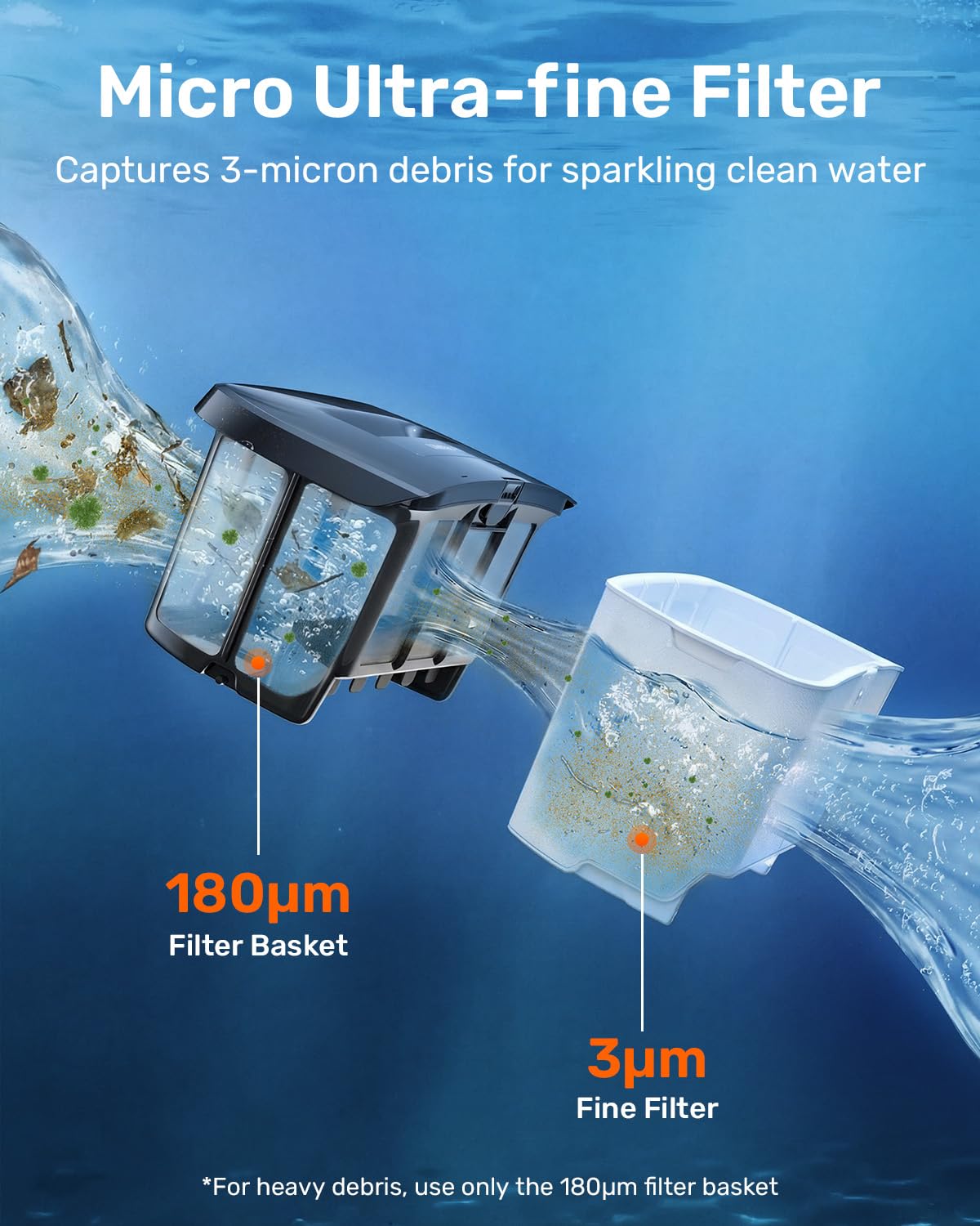 GOSVOR LiteVac G1 Pool Vacuum - Wall, Waterline & Smart Navigation