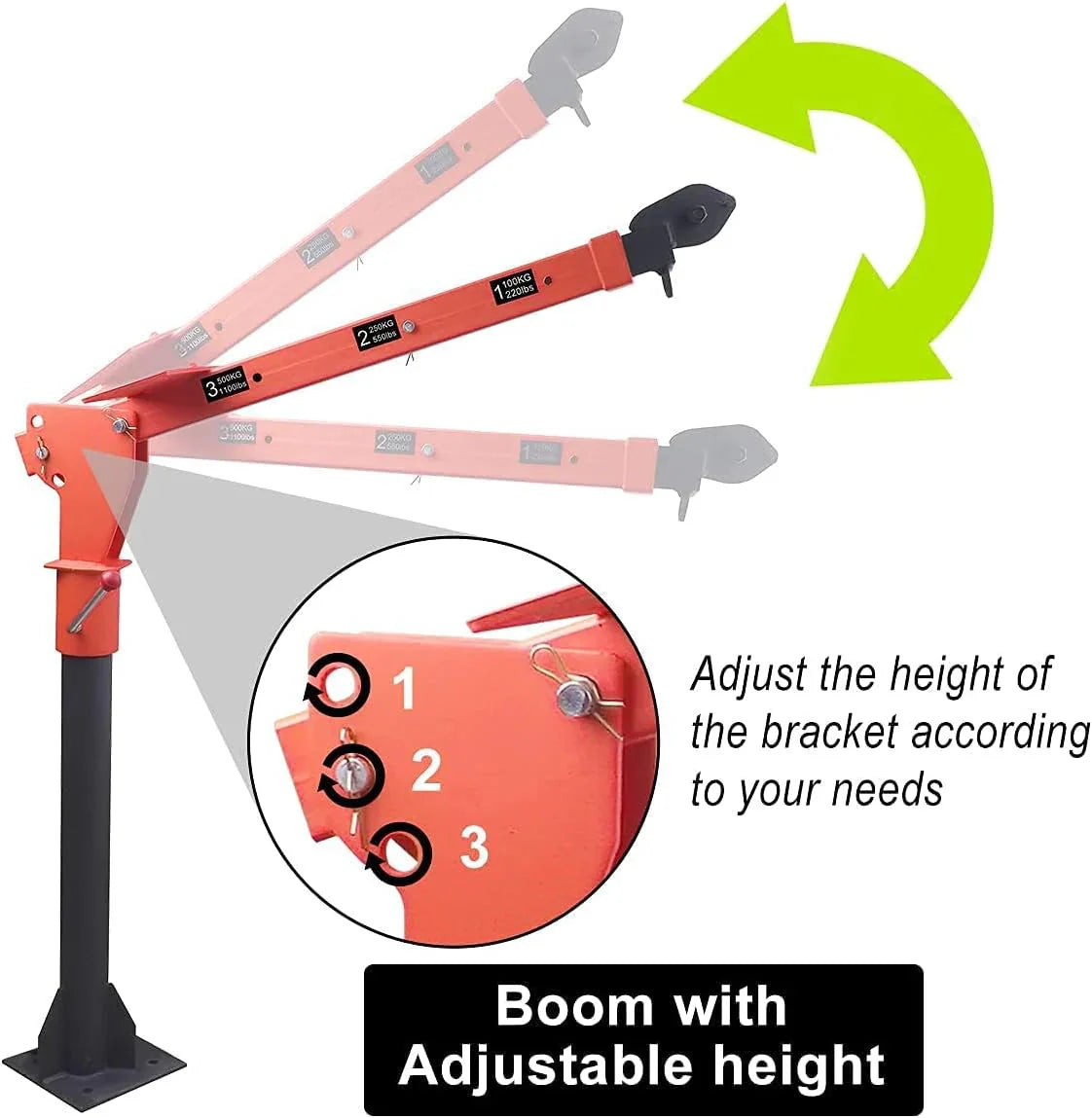 Pismire Winch Versatile 0.5T Folding Truck-Mounted Bed Crane Hoist Lift Pickup with Electric Winch 3500 lb 12V, Painted Steel 1100 lb Pickup 360 Swivel Base