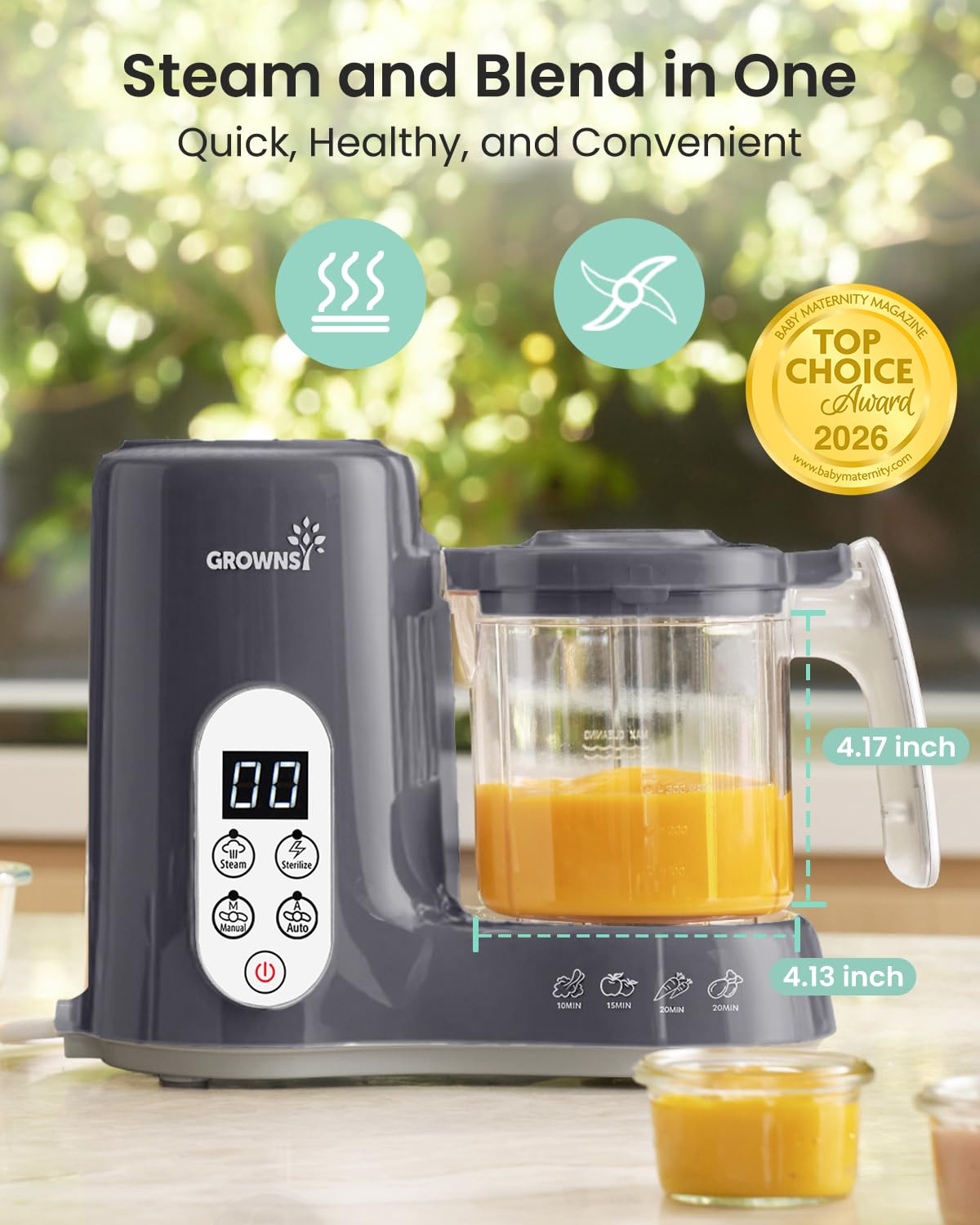 GROWNSY Baby Food Maker - One Step Steamer & Blender