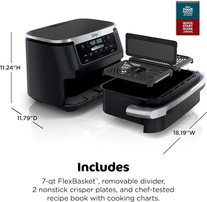 Ninja Foodi 10QT 6-in-1 DualZone Smart XL Air Fryer, 2 Independent 5QT Baskets, Smart Cook Thermometer, Match Cook, Smart Finish, Air Fry, Roast, Bake, Dehydrate, Reheat, Grey, DZ550