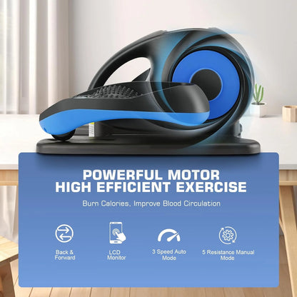 Under Desk Elliptical, Electric Ellipse Leg Exerciser While Sitting for Seniors Adults, Quiet Portable Motorized Seated Foot Pedal Exerciser with Remote Control for Home Office Use