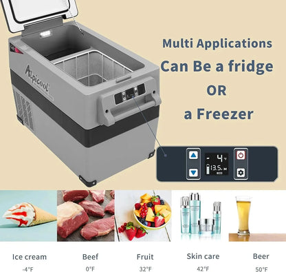 CF45 Portable Refrigerator 12 Volt Car Freezer 42 Quart Mini Fridge Freezer (-4C~68C) for Truck, RV, Vehicle, Travel, Outdoor -12/24V DC