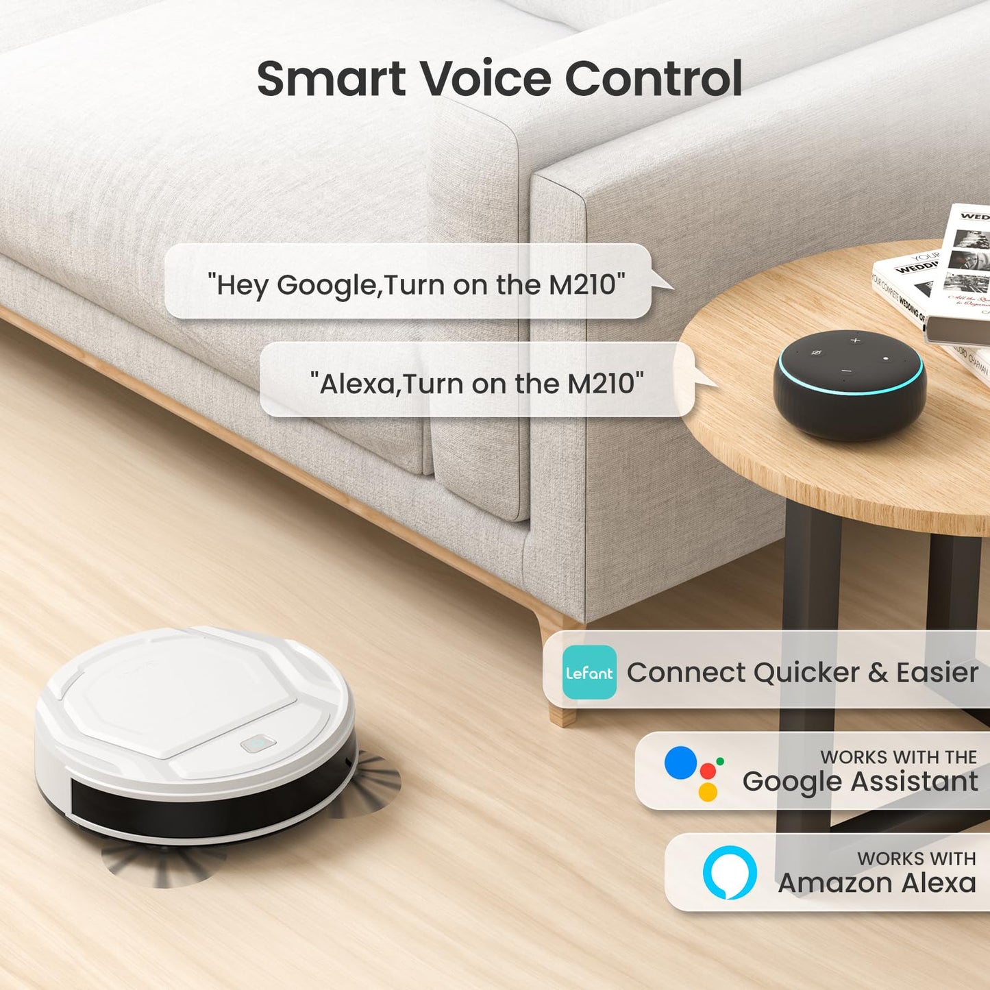 LEFANT Robot Vacuum Cleaner with Strong Suction & Wi-Fi Control