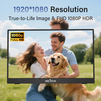 INNOVIEW Portable Monitor 15.6" FHD 1080P HDMI USB-C
