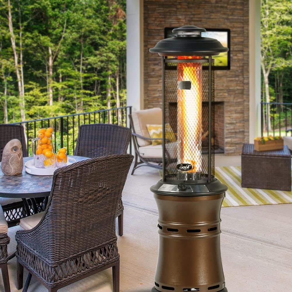 Propane Patio Heater Gas Patio Heater Floor-Standing Outdoor Heater Commercial Patio Heater Round Dancing Flame Wheels Glass Tube Suitable For Balcony Veranda BBQ Party