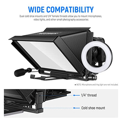 Neewer X12 Aluminum Alloy Teleprompter for iPad Tablet Smartphone DSLR Cameras with Remote Control