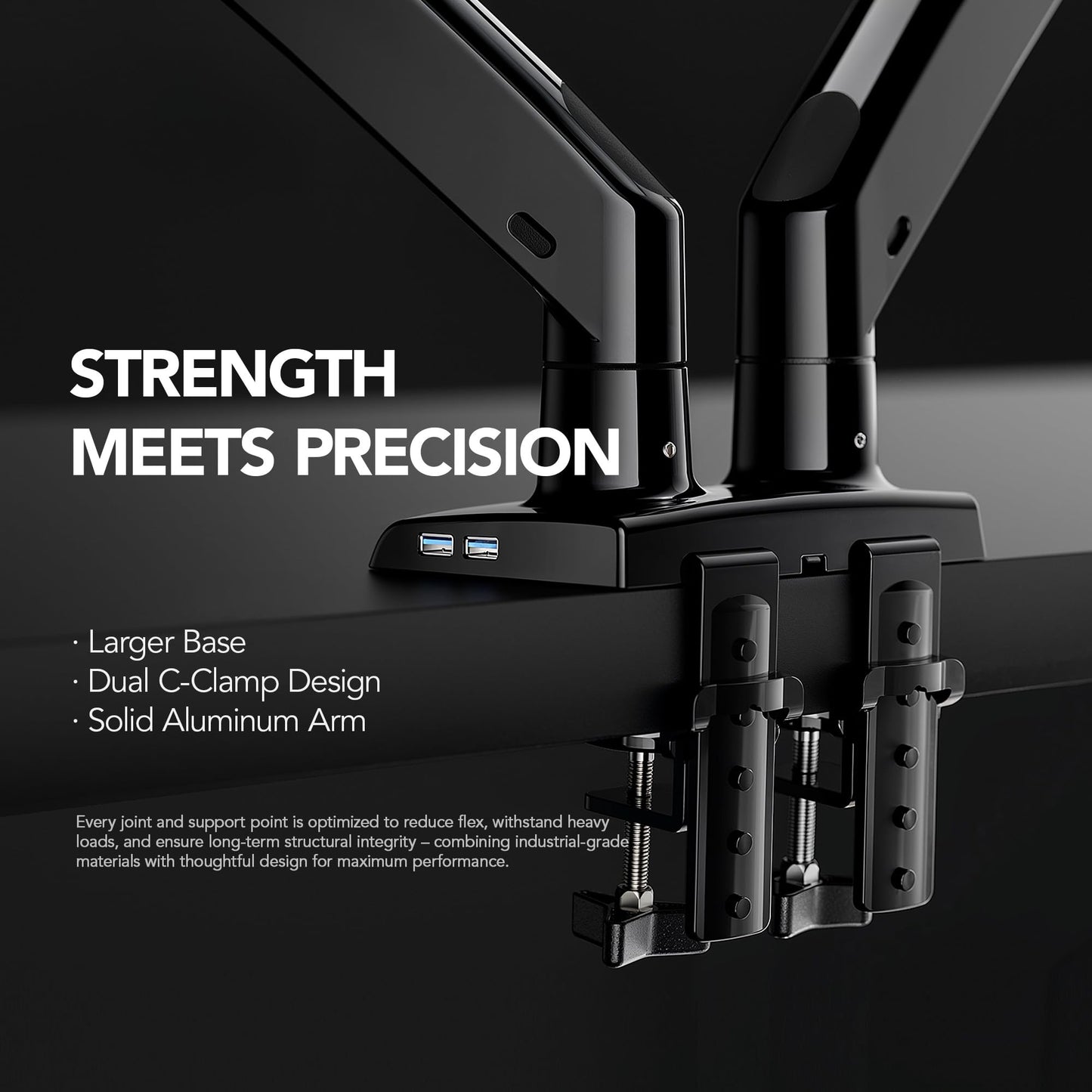 HUANUO Dual Monitor Stand with USB, Height Adjustable, VESA
