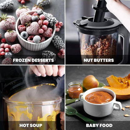 Commercial Blender, 1500W Vacuum Blender for Less Foam, Professional-Grade Quiet Shield, Kitchen Timer, 9 Speeds, 6 Programs for Smoothies, Frozen Drinks, Self-Cleaning, 64oz Bulk Production