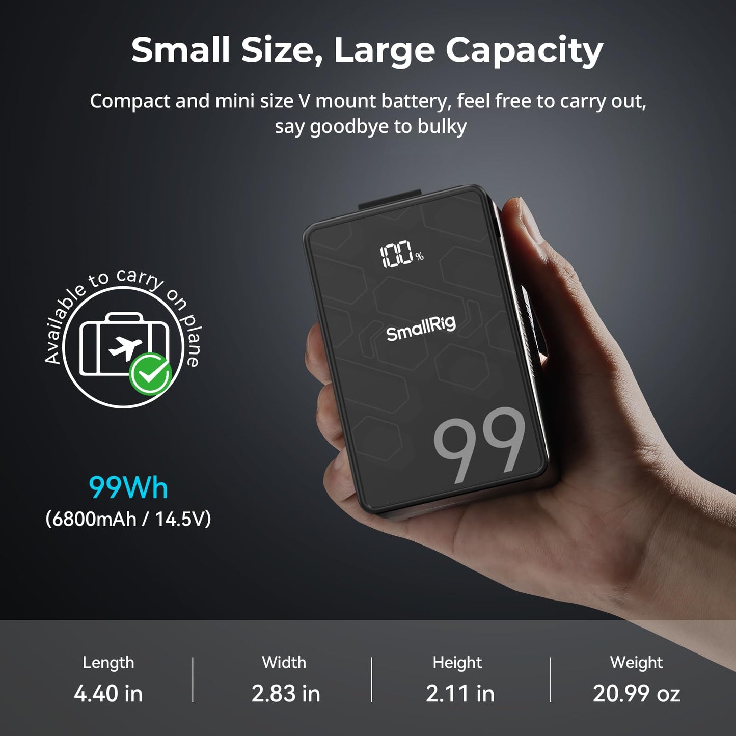 SMALLRIG V Mount Battery 99Wh 6800mAh with USB-C Fast Charge